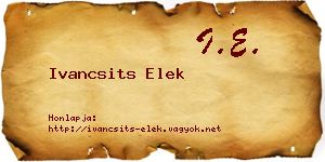 Ivancsits Elek névjegykártya